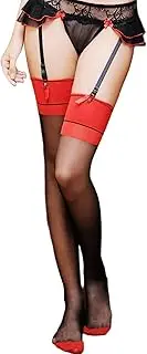 [Oxtxuzdm] Sheer Thigh High Stockings Contrast Top Cuban Heel Backseam Stockings Seamed Over the Knee Socks Hosiery for Women Girls
