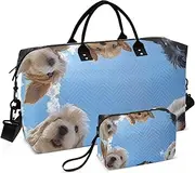 [ZRYSMY] Duffel Bag for Traveling, Dogs Black Brown Travel Bag Gym Bag, with Multiple Interior Pockets Shoulder Weekender Bag for Women Men with Toiletry Bag 20.5L x 1.9W x 13.8H, Multi-Colored, one