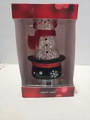 St. Nicholas Square Night Light Snowman Sitting In Hat Wall Plug