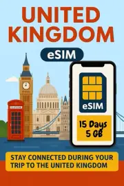 Best United Kingdom UK esim Data Travel e sim High-Speed 5G/4G 15 Days 5 GB