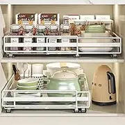 Pull Out Drawers for Cabinets, Extendable Slide Out Drawers Kitchen, Living Room, Home, Adhesive Pull Out Drawers for Cabinets, Expandable 12.2-20.7In, 16 in Deep (2 Pack)