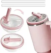 30 OZ Tumbler Flip Straw Lid Fit For Stanley Cup,2Pcs 30 OZ Spill Proof Lid,Clear Replacement Lids Fit For Stanley (pink, 30oz)