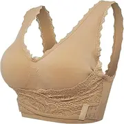 [XolngYYeng] Women Comfy Bra Front Cross Side Buckle Lace Spport Bra Push Up Seamless Bra with Removable Pad