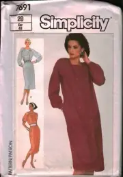 7691 Vintage Simplicity SEWING Pattern Misses Double Breasted Dress UNCUT 20