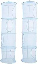 Hanging Mesh Space 4 Tiers Toys Storage Basket Foldable Space Saving Organizer 2PCS Bluemesh