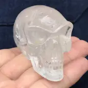 0.28LB Natural Clear Quartz Aliens Skull Quartz Crystal Hand Carved Reiki XK632