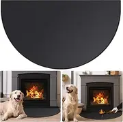 FLASLD Fireproof Fireplace Mat & Hearth Rug 24×42Inch Half Round Hearth Stove Rug Protects Floors, Decks and Patios from Sparks Embers, Black