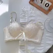 Lace Wireless Push Up Bra / Panty / Set Bra Top - Milky White - 85AB