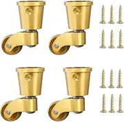 Brass solid caster 4 Pieces Solid Brass Universal Furniture Casters, Antique Vintage Polished Cup Style Brass Casters Wheels, Caster Casters, 360 ° swivel castors, for furniture, sofa, armchair, coffe