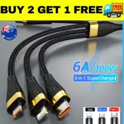 100w 3 IN 1 TYPE C CHARGING CABLE USB CHARGER 1M 1.2M 50CM CORD MICRO USB