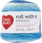 Red Heart Roll With It Sparkle Yarn-Krystal E898-9801