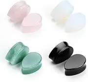 [CABBE KALLO] Natural Stone Ear Plug Stretching Gauges Kit, 8Pcs Mixed 6G-16G Drop-Shaped Ear Gauges Plugs Unisex Earrings Body Piercing Jewelry