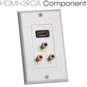 White HDMI WallPlate Component Composite AV 3 RCA Wall Plate RGB 4K HDTV DVD