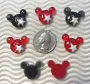 20 pcs x 7/8" Resin Mouse Head Flatback Embellishment/w/Star / Mickey Bows SB38B