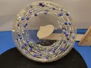 Wire Garland Beaded Silver and Blue 10ft 354