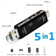 5 In 1 Multifunctional USB Type-C Micro-USB Universal OTG Memory Card Reader