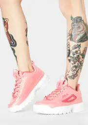[Fila] Pink Disruptor II Liquid Luster Sneakers