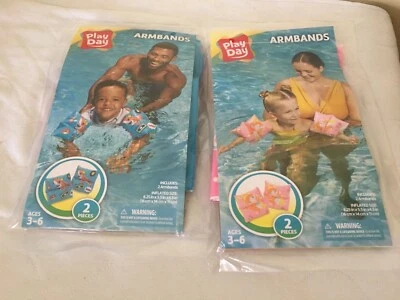 Play Day Swim Arm Bands Floaties Beach Pool Shark or Princess Mermaid U Pick
