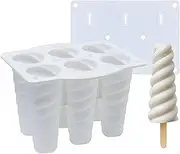 Generic Silicone Popsicle Mould With Lid,Popsicle Molds 6 Pieces Ice Pop Molds BPA Free Popsicle Mold Reusable Easy Release Ice Pop Make Homemade children DIY ice cream food grade Mold (spiral-white)