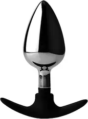 Master Series Dark Invader Metal and Silicone Anal Plug, Large, Black/Silver