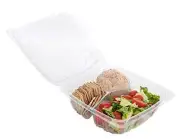Plastic Clamshell Food Containers, (Pack of 50-8x8x3 3/8) 3-Compartment, to