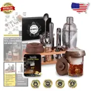 13-Piece Bartender Kit with Whiskey Smoker & Bamboo Stand - Elevate Cocktails
