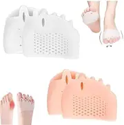 4 Pairs Silicone Toe Separators, Bunion Corrector Cushion, Metatarsal Pads, Ball of Foot Cushions, Breathable Soft Gel Foot Cushions for Men Women Straighten Overlapping Toes, Realign Crooked Toes