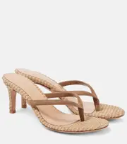 [Gianvito Rossi] Gianvito Rossi 70 raffia and suede mules AU 7 beige