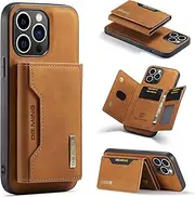Wallet Case Compatible with iPhone 14 Pro Max, DG.MING Premium Leather Phone Case Back Cover Magnetic Detachable with Trifold Wallet Card Holder Pocket for iPhone 14 Pro Max (Brown)