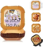[Enkis] Air Fryer Liners, 150pcs Non-Stick BPA-Free 7.9 inch/20 * 4.5CM Square Disposable Parchment Paper Liner, Great Value Air Fryer Accessory(Small-20CM)