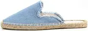 [U-lite] Women's Spring Solid Color Breathable Linen Canvas Mule Shoes, Frayed Edge Outdoor Flat Espadrilles Slippers