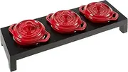 [STAUB] Ceramic 3-pc Mini Round Cocotte Set with Stand - Cherry