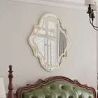 Large Golden Edging Silver Mirror Art Decor Wall Mirrors Entryway Hall Accent 80