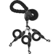 Heavy Duty Three Dog Leash Padded Handle 360 Swivel Device Black