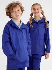 Kids Pull Over School Spray Jacket - Royal Blue