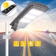 300W Commercial Solar Street Light IP67 Dusk-Dawn Road Lamp+Pole+Remote Control