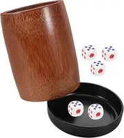 Gogogmee Bamboo Dice Cup Set with 5 Dice for Bar Party and Gaming Entertainment