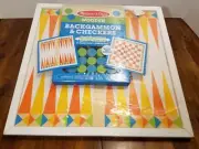 Melissa & Doug Wooden Backgammon and Checkers Set Brand New! #KM19303 SEE PHOTOS