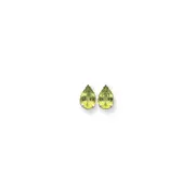 14k White Gold 10x7mm Pear Peridot Checker Earrings