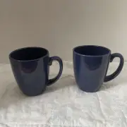 SET OF 2 - CORELLE - CLASSIC CAFE BLUE- MEMPHIS - STONEWARE COFFEE MUGS