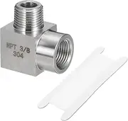 uxcell Square 90 Degree Barstock Street Elbow 3/8 Inch NPT Male to 3/8 Inch NPT Female 304 Stainless Steel Pipe Fitting with PTFE Tape, Silver Tone