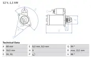 Bosch Starter Motor for Daewoo Nubira 1.6L Petrol A16DMS 07/97 - 10/99