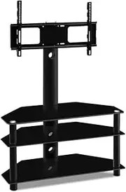 [Artiss] 32-60 Inch TV Stand, Adjustable TVs Mount Bracket Storage Shelf Universal Mounting Brackets Floor Stands Home Entertainment Office Bedroom, with 3 Tier Shelves Black