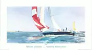Signed Sabeca William Jameson Nautical Watercolors Art Print 34.5x19 in