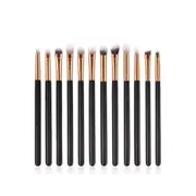 12Pcs Eyebrow Lip Powder Brush Cosmetic Make Up Tool Black Brushes