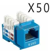 50 Pack Lot - CAT6 Network RJ45 110 Punch Down Keystone Snap-In Jack - Blue