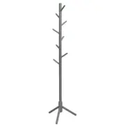 Gray Wooden Coat Rack Stand Hall Tree Entryway Organizer 2-Heights with 8-Hooks