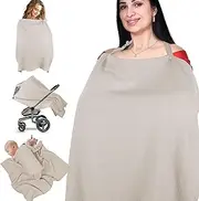 Gjinxi Nursing Cover Breastfeeding Multipurpose Privacy Nursing Apron Adjustable Shawls Breathable Comfy Cubs Covering Cloth Women Arch Neckline Hoop Mother Nursing Blanket