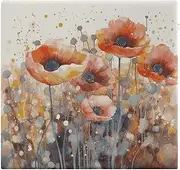 BVNMT Degrees of Comfort Meditation Floor Cushion, Square Cushion for Adults Seat,Watercolor Red Poppy Flowers Printed Memory Foam Cushion, Outdoor Picnic Mat 14.96 * 13.78 Inch.
