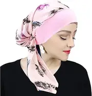 [Lopsity] Womens Sleep Beanie Head Scarf Womens Cotton Head Scarf Tied Bandana Chemo Hat Elastic Band Beanie Sleep Turban Headwear